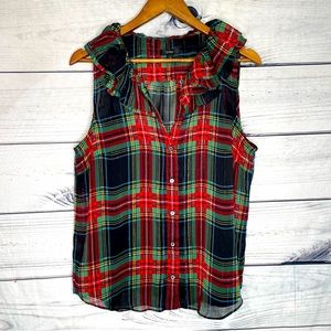 J. Crew ruffle neck blouse M